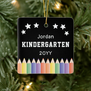 Personalized Kindergarten Colorful Photo Keepsake Ceramic Ornament