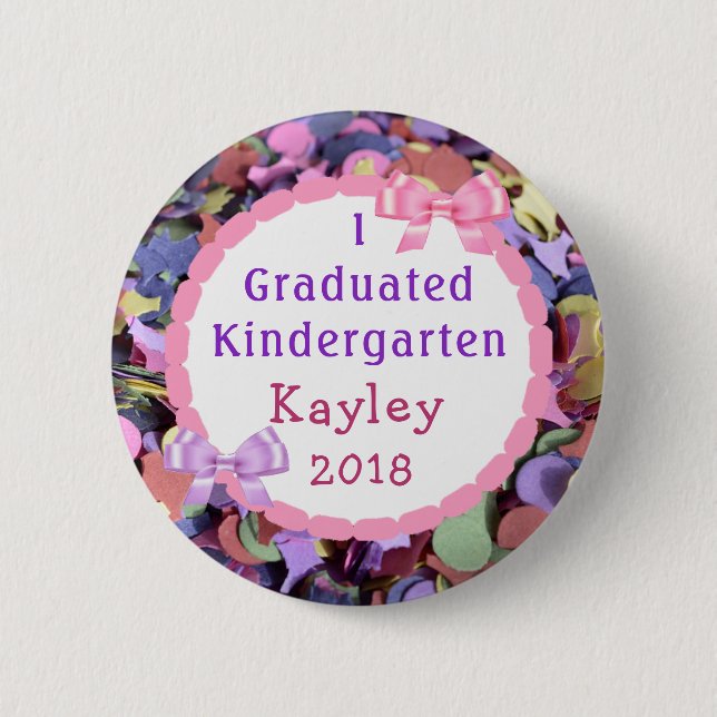 Personalized Kindergarten Graduate Confetti Button (Front)