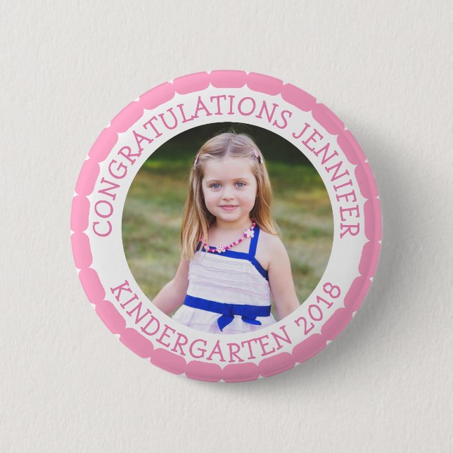 Personalized Kindergarten Graduate Photo Button (Front)