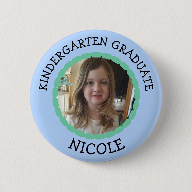 Personalized Kindergarten Graduate Photo Button (Front)