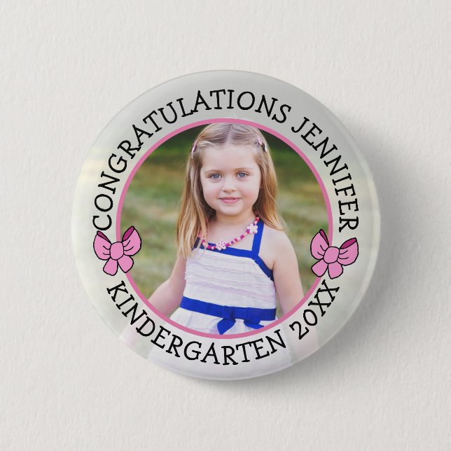 Personalized Kindergarten Graduate Photo Button (Front)