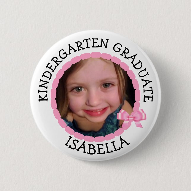 Personalized Kindergarten Graduate Photo Button (Front)