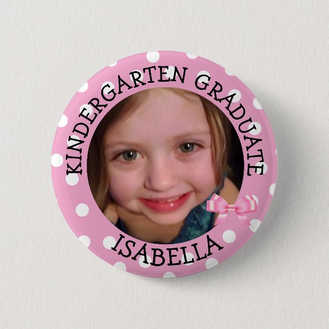 Personalized Kindergarten Graduate Photo Button (Front)