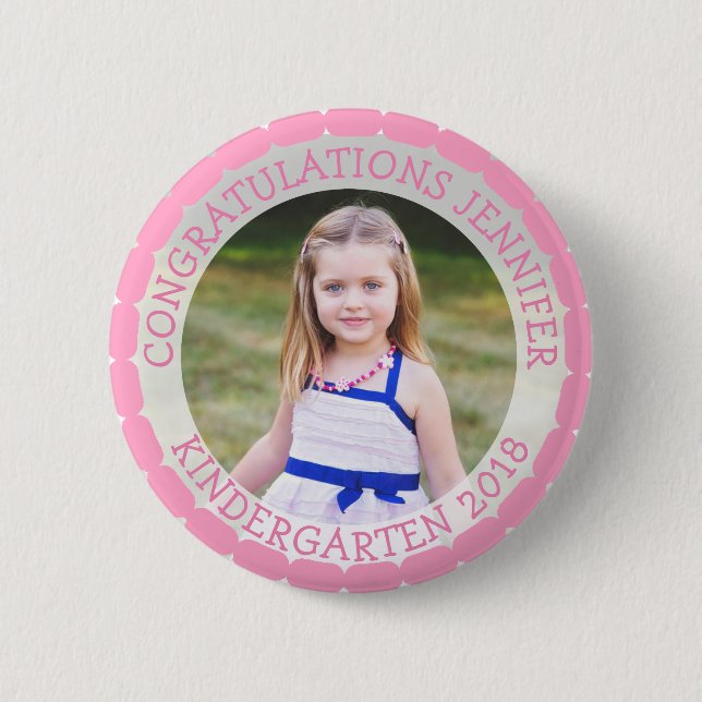 Personalized Kindergarten Graduate Photo Button (Front)