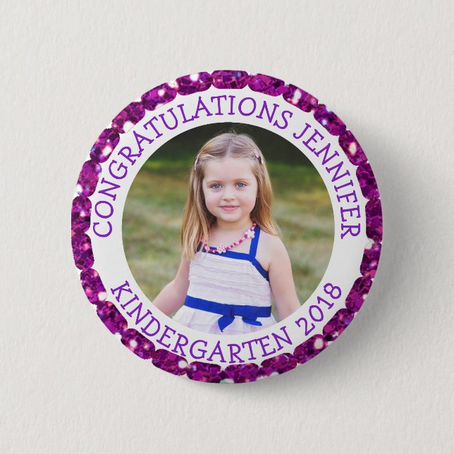 Personalized Kindergarten Graduate Photo Button (Front)