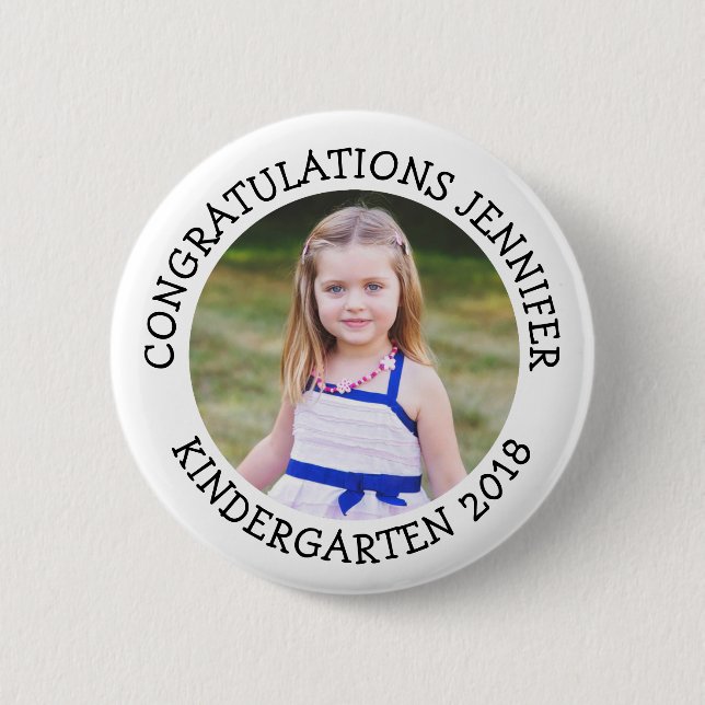 Personalized Kindergarten Graduate Photo Button (Front)