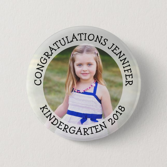 Personalized Kindergarten Graduate Photo Button (Front)