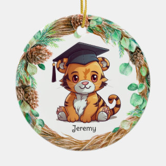 Personalized Kindergarten Graduation Tiger Cub Ceramic Ornament