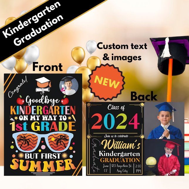 Personalized Kindergarten Graduation to 1st Grade Announcement Postcard (Creator Uploaded)