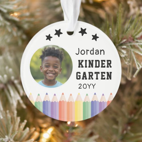 Personalized Kindergarten Kids Photo Name Ornament