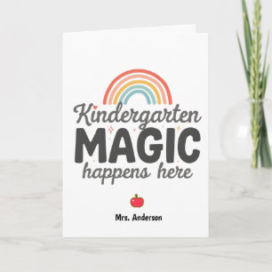 Personalized Kindergarten Magic Happens Here Card