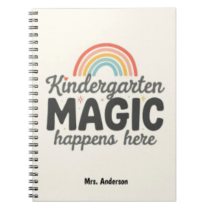 Personalized Kindergarten Magic Happens Here Notebook