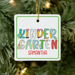 Personalized Kindergarten School Keepsake Ceramic Ornament
