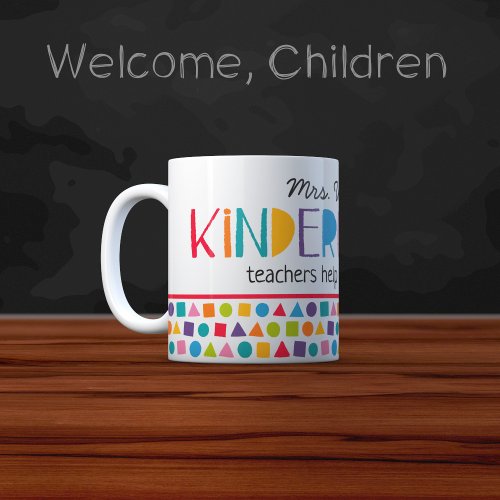 Personalized Kindergarten Teacher Colorful Crayons Two_Tone Coffee Mug