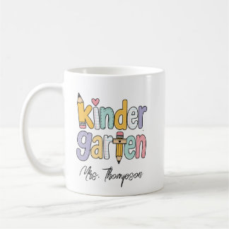 Personalized Kindergarten Teacher Name Pastel Arts Coffee Mug