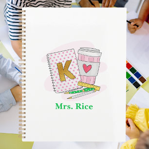 Personalized Kindergarten Teacher Pink Polka Dot  Planner