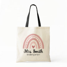 Personalized Kindergarten Teacher Rainbow Tote Bag
