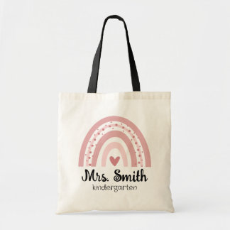 Personalized Kindergarten Teacher Rainbow Tote Bag
