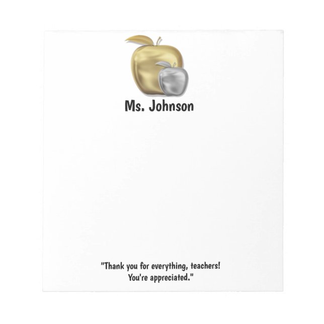 Personalized  Kindergarten Teacher Thank You Notepad (Front)
