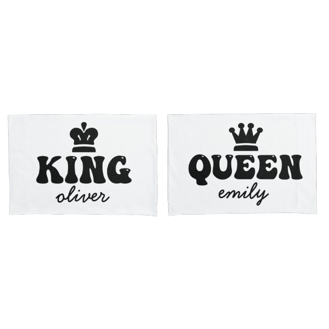Personalized King and Queen Couple Pillow Case (Front-Set)