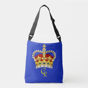 Personalized King Charles III Monogram and Crown Crossbody Bag