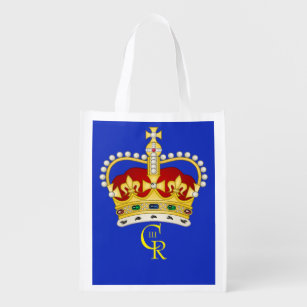 Personalised Tote Bag with Blue Monogram and Crown