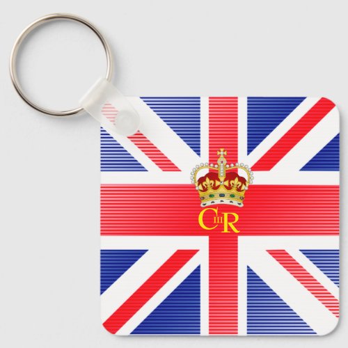 Personalized  King Charles III Monogram and Crown  Keychain