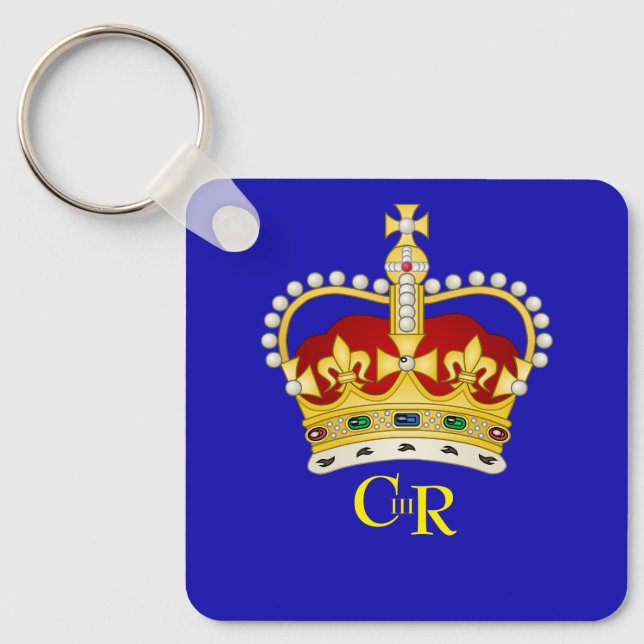 Personalized  King Charles III Monogram and Crown  Keychain (Front)