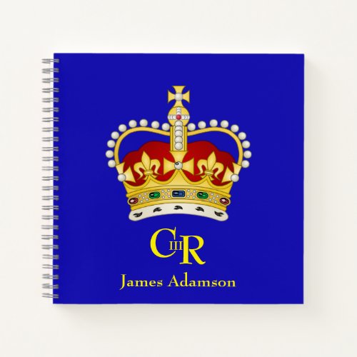 Personalized  King Charles III Monogram and Crown  Notebook