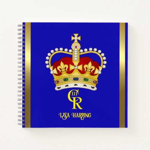 Personalized  King Charles III Monogram and Crown  Notebook