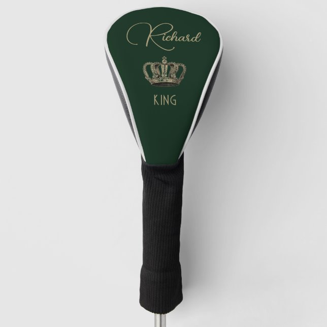 Personalized King Crown Green Golf Towel Golf Head Cover (Front)
