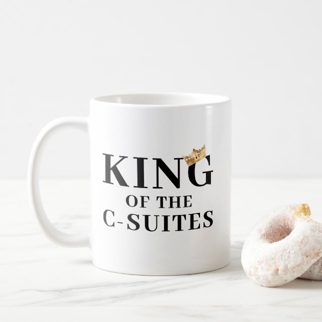 Personalized King Of The C-Suites Gold Crown Coffee Mug (With Donut)