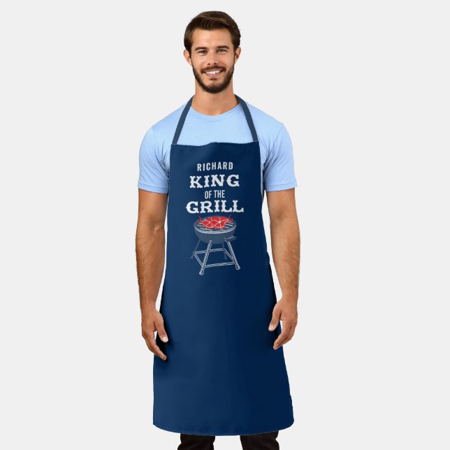 Personalized King of the Grill BBQ Apron (Worn)