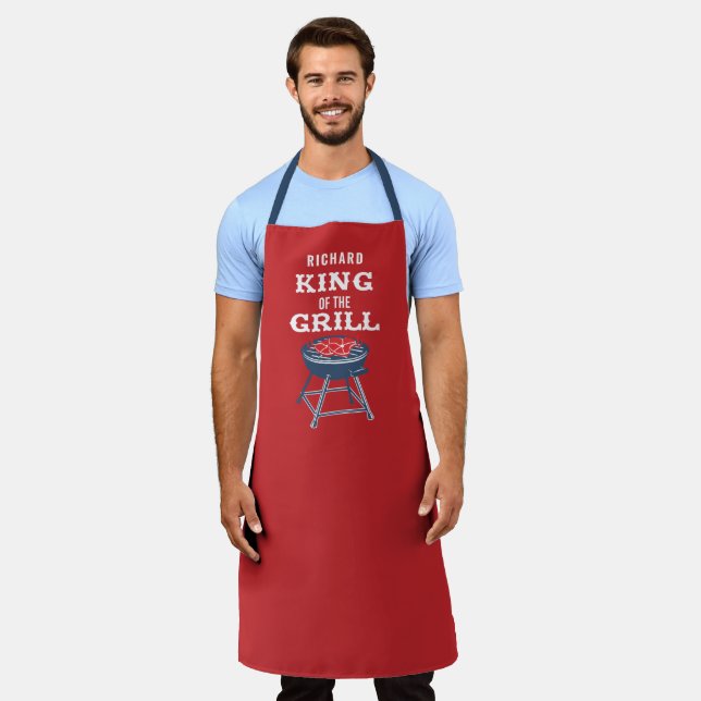 Personalized King of the Grill BBQ Apron (Worn)