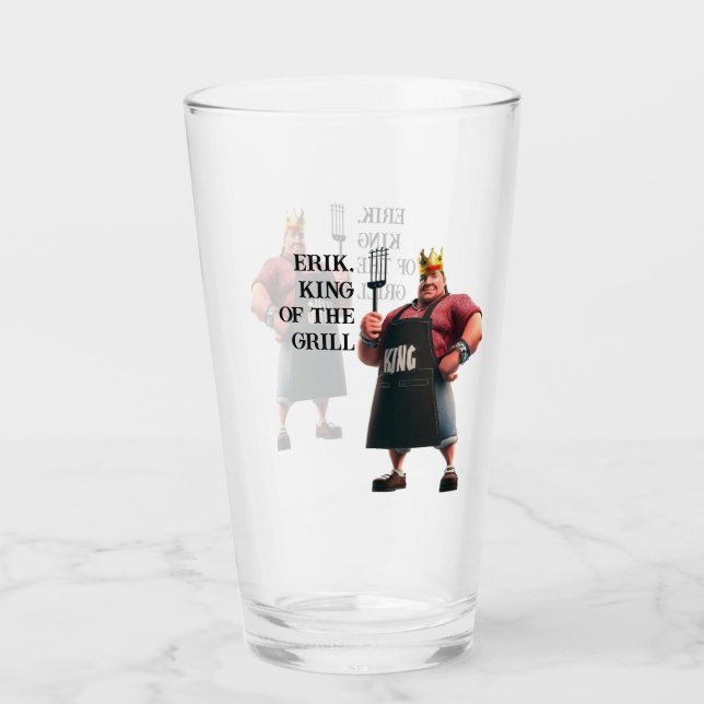 Personalized King of the Grill Beer Glass (Front)