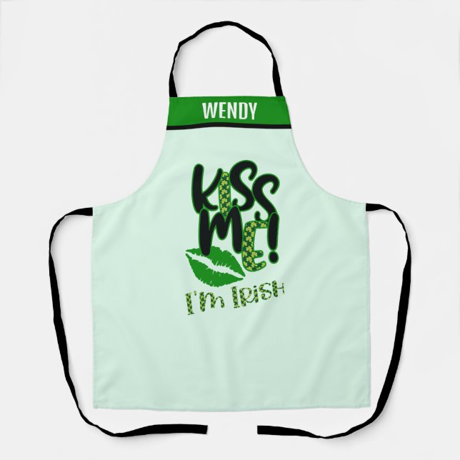 Personalized "Kiss Me I'm Irish" - Funny Novelty Apron (Front)