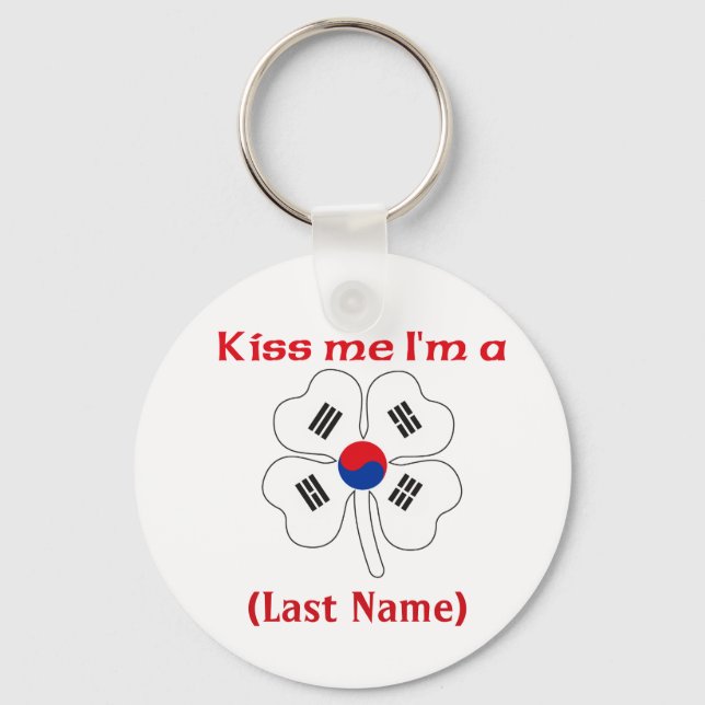 Personalized Kiss Me I'm Korean  Keychain (Front)