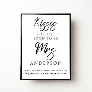Personalized Kisses for the Mrs Bridal Shower Game Poster