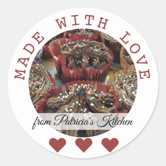 Personalized Kitchen Baking Made With Love Classic Round Sticker (Front)