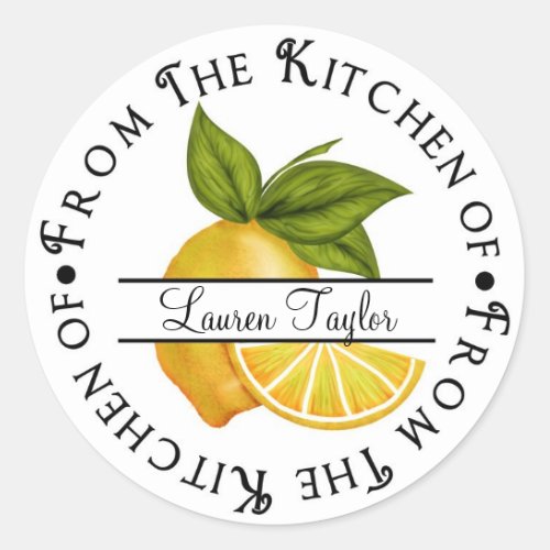 Personalized Kitchen Baking Stickers_ Lemons Classic Round Sticker