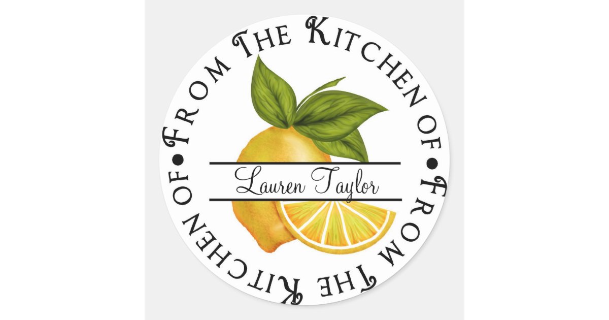 Download Personalized Kitchen Baking Stickers- Lemons Classic Round ...