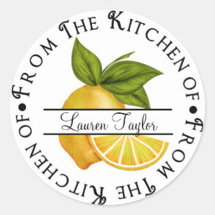 Personalized Kitchen Baking Stickers- Lemons Classic Round Sticker