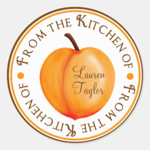 Personalized Kitchen Baking Stickers- Peaches Classic Round Sticker