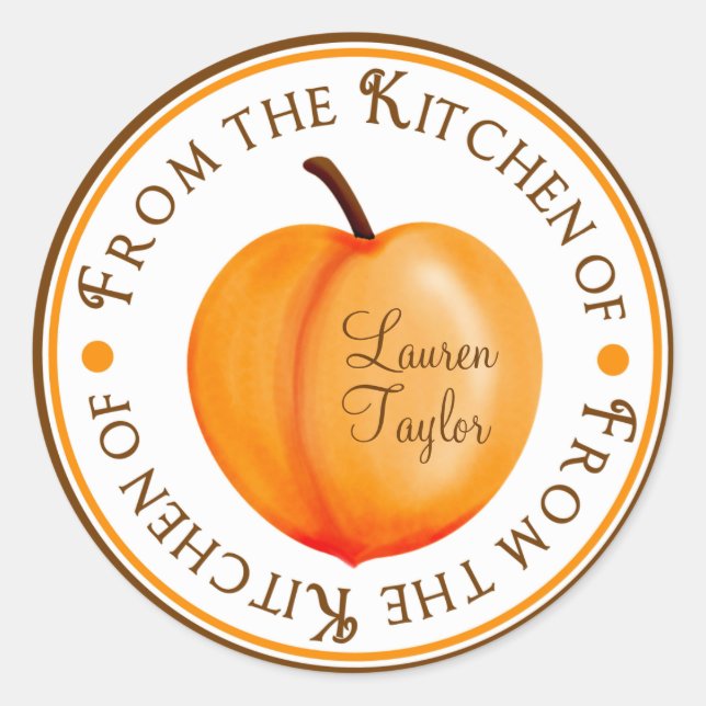 Personalized Kitchen Baking Stickers- Peaches Classic Round Sticker (Front)