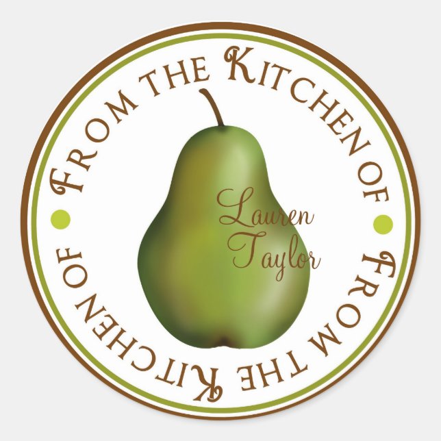Personalized Kitchen Baking Stickers- Pears Classic Round Sticker (Front)
