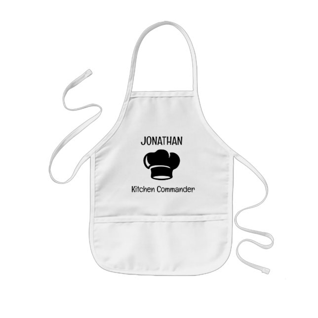 Personalized Kitchen Commander With Chef Hat Kids' Apron (Front)