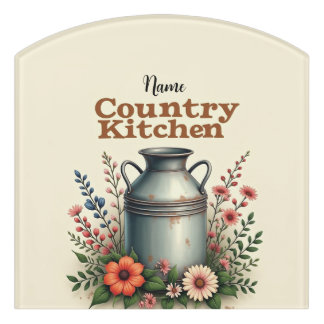 Personalized Kitchen Metal Sign – Flowers & Milk C