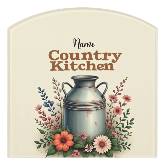 Personalized Kitchen Metal Sign – Flowers & Milk C (Contour Front)