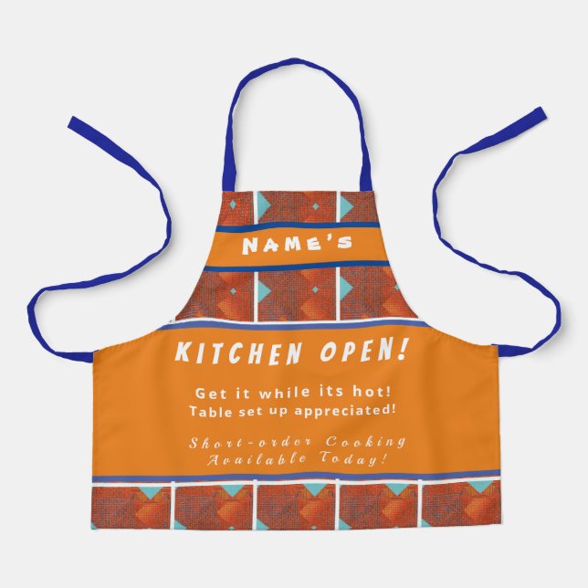 Personalized  Kitchen Open + 3Comments Fun  Apron (Front)