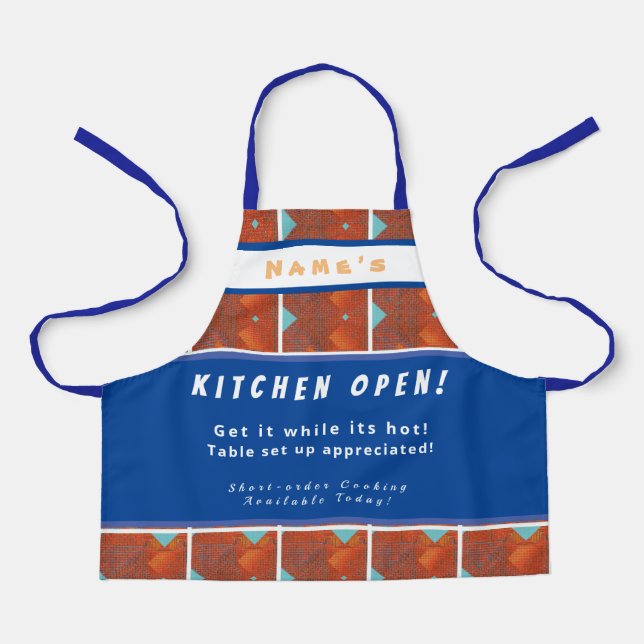 Personalized  Kitchen Open + 3Comments Fun  Apron (Front)
